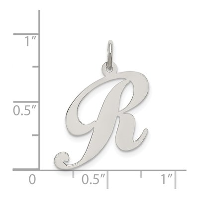 Sterling Silver Script Letter R Pendant – view 5