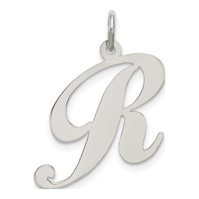 Sterling Silver Script Letter R Pendant