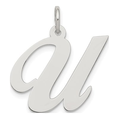 Sterling Silver Script Letter U Pendant