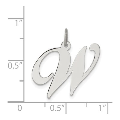 Sterling Silver Script Letter W Pendant – view 4