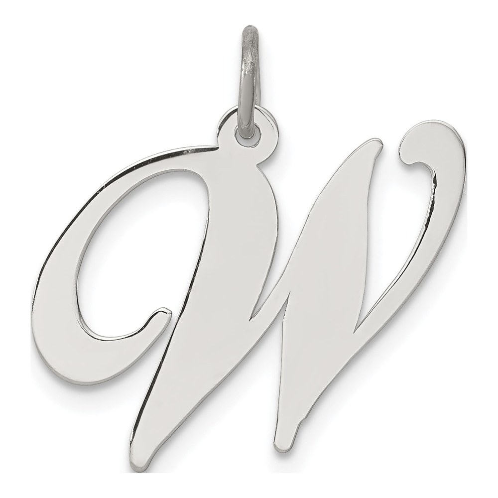 Sterling Silver Script Letter W Pendant