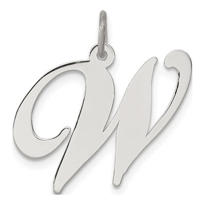 Sterling Silver Script Letter W Pendant