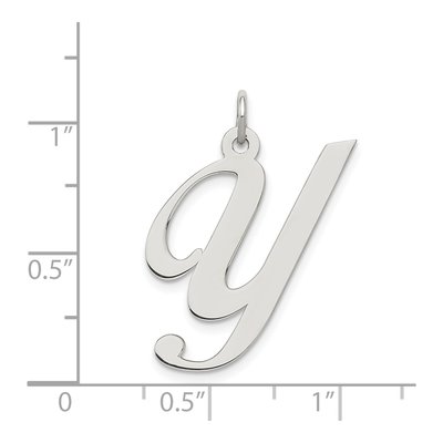 Sterling Silver Script Letter Y Pendant – view 4