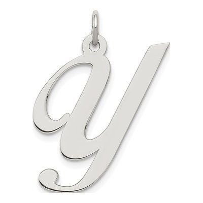 Sterling Silver Script Letter Y Pendant