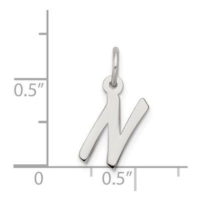 Sterling Silver Letter N Initial Charm Pendant – view 3