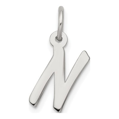 Sterling Silver Letter N Initial Charm Pendant