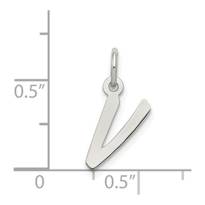 Sterling Silver Letter V Pendant – view 5