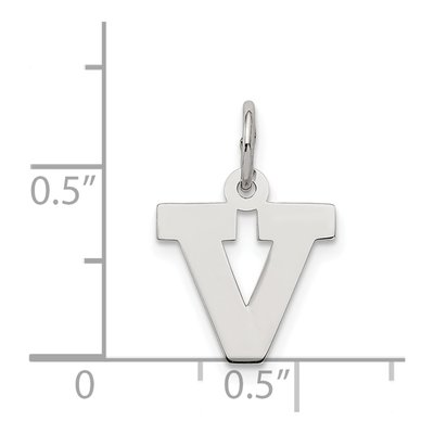 Sterling Silver Block Letter V Charm – view 3