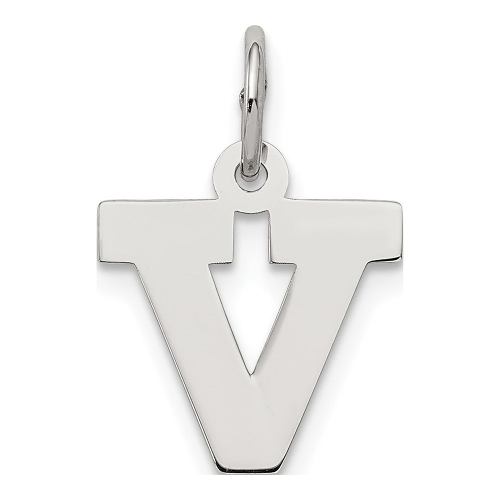 Sterling Silver Initial V Block Letter Charm