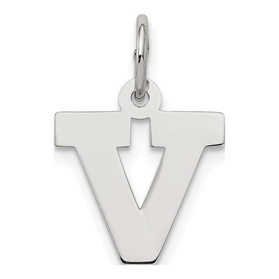 Sterling Silver Block Letter V Charm