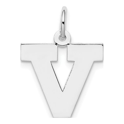 Sterling Silver Block Letter V Charm
