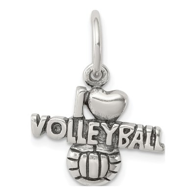 Sterling Silver 'i Love Volleyball' Charm