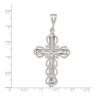 Sterling Silver Diamond-Cut Crucifix Pendant – view 4