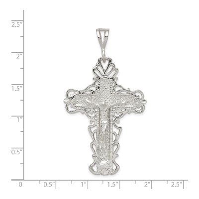 Sterling Silver Diamond-Cut Crucifix Pendant – view 4