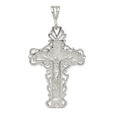 Sterling Silver Diamond-Cut Crucifix Pendant