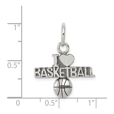 Sterling Silver Antique 'i Love Basketball' Charm – view 4