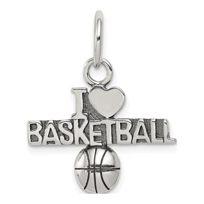 Sterling Silver Antique 'i Love Basketball' Charm