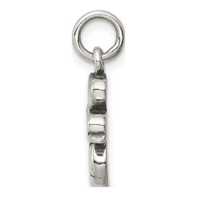 Sterling Silver Antique I Love Soccer Charm – view 3