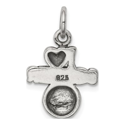 Sterling Silver Antique I Love Soccer Charm – view 5