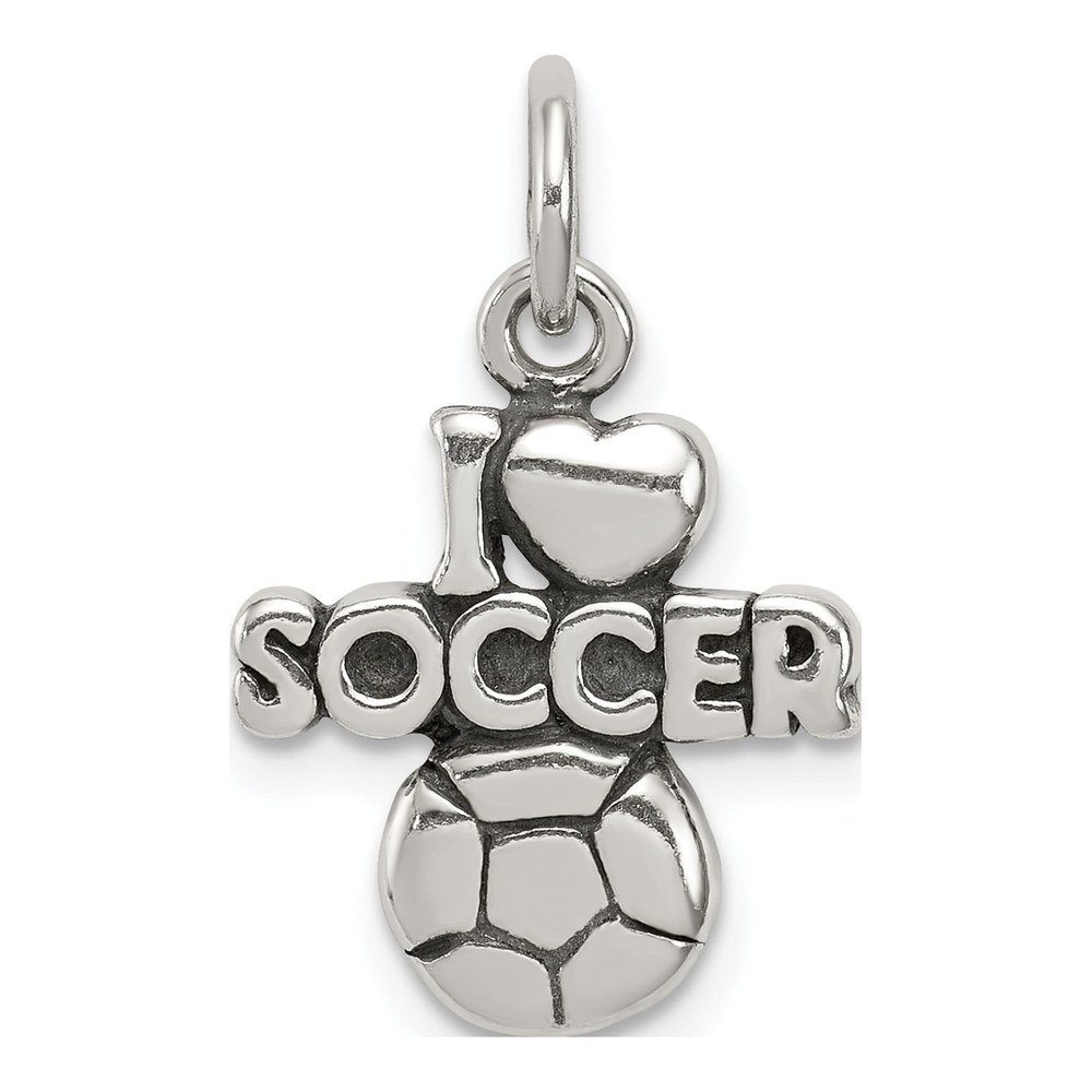 Sterling Silver Antique I Love Soccer Charm