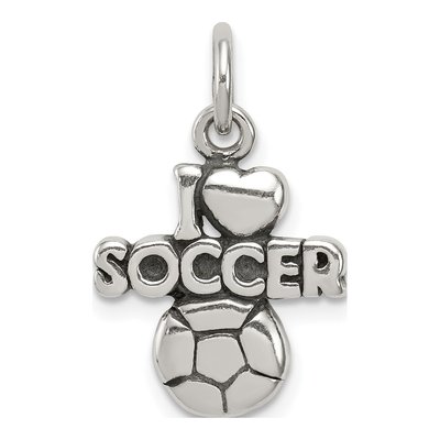 Sterling Silver Antique I Love Soccer Charm