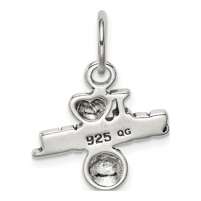 Sterling Silver Antique 'i Heart Softball' Charm – view 5