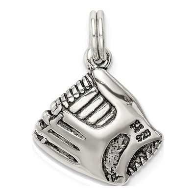 Sterling Silver Simulated Pearl Baseball Glove Charm – view 5