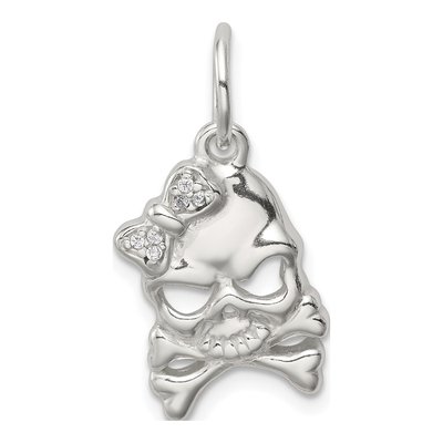 Sterling Silver CZ Skull Pendant
