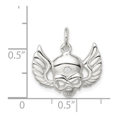 Sterling Silver CZ Skull Charm – view 3
