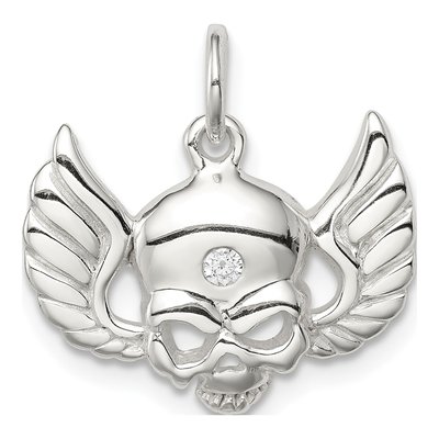 Sterling Silver CZ Skull Charm