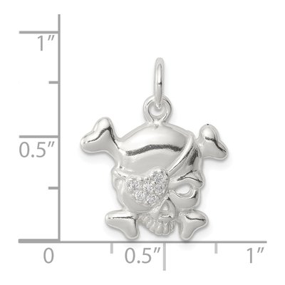 Sterling Silver CZ Skull Pendant – view 3