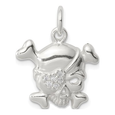 Sterling Silver CZ Skull Pendant