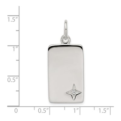 Sterling Silver CZ Rectangle Pendant – view 4