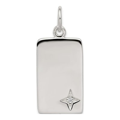 Sterling Silver CZ Rectangle Pendant