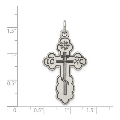 Sterling Silver Antiqued Eastern Orthodox Cross Pendant – view 4