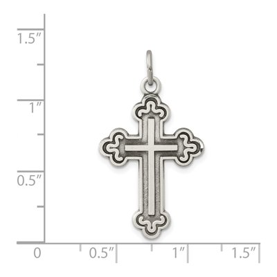 Sterling Silver Antiqued Budded Cross Pendant – view 4