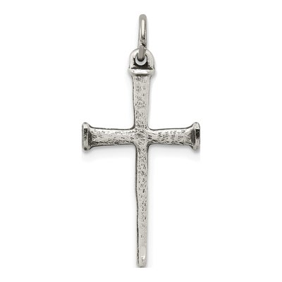 Sterling Silver Antiqued Nail Cross Pendant