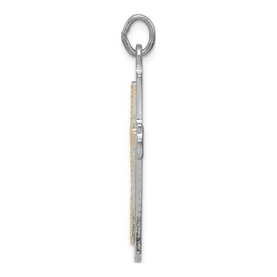 Sterling Silver Rhodium-Plated & Gold-Plated Cross Pendant – view 3