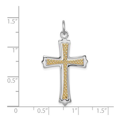 Sterling Silver Rhodium-Plated & Gold-Plated Cross Pendant – view 4