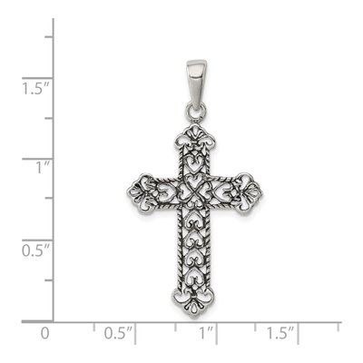 Sterling Silver Fleur de Lis Cross Pendant – view 4
