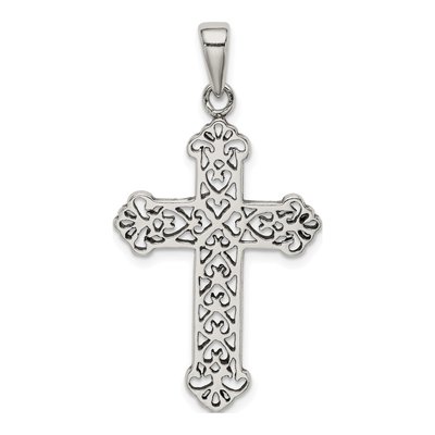Sterling Silver Fleur de Lis Cross Pendant – view 5