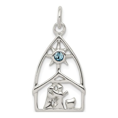 Sterling Silver Crystal Nativity Charm