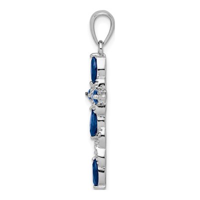 Sterling Silver Sapphire & Diamond Cross Pendant – view 3