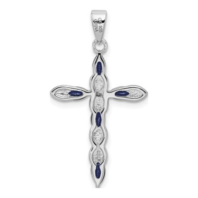 Sterling Silver Sapphire & Diamond Cross Pendant – view 5