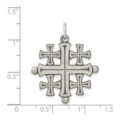 Sterling Silver Antiqued Jerusalem Cross Pendant – view 4