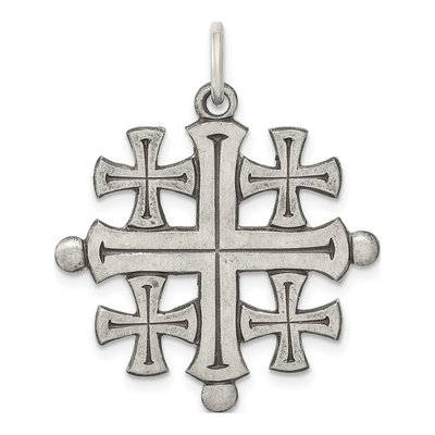 Sterling Silver Antiqued Jerusalem Cross Pendant