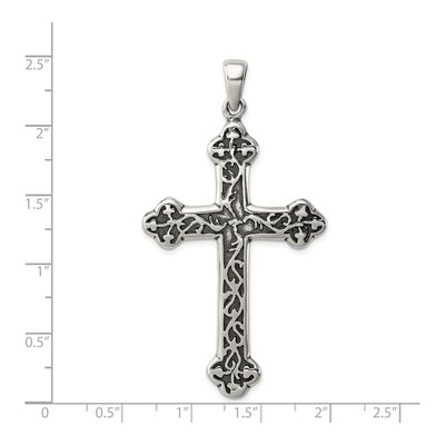 Sterling Silver Antiqued Thorn Cross Pendant – view 4
