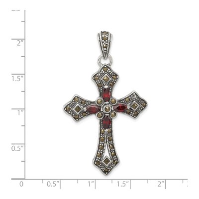 Sterling Silver CZ Antiqued Marcasite Cross Pendant – view 4