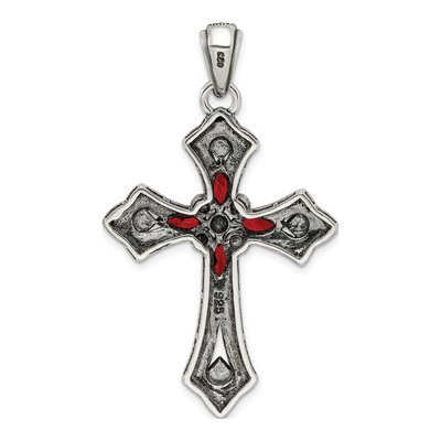 Sterling Silver CZ Antiqued Marcasite Cross Pendant – view 5