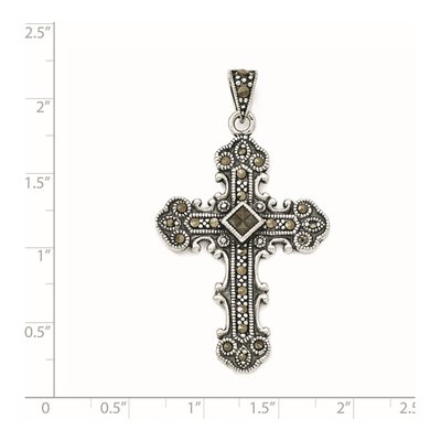Sterling Silver Marcasite Antiqued Cross Pendant – view 4